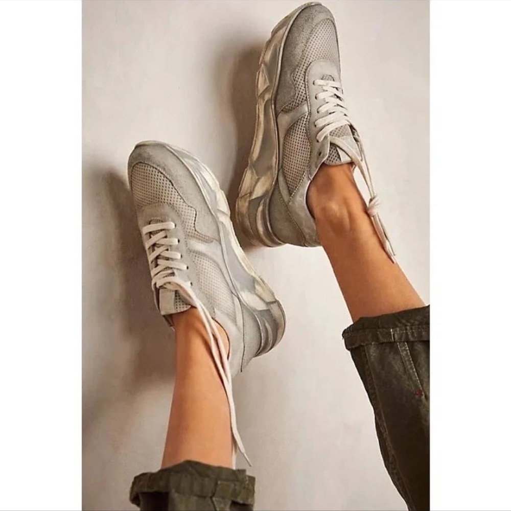 Free People Women’s Gray Washed Sneakers NEW
